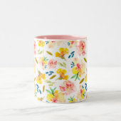 Warmes Gelb und Rosa Wasserfarben Zweifarbige Tasse (Mittel)
