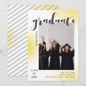 Warmes gelbes graues Line Background Foto Abschlus Einladung (Vorne/Hinten)