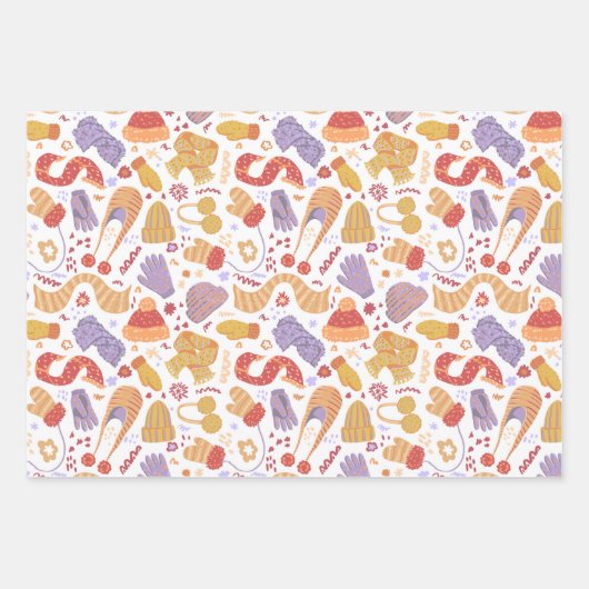 Warmes, gemütliches Set für Winterabbruch von 3 Geschenkpapier Set (Vorderseite 2)