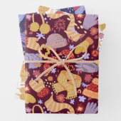 Warmes, gemütliches Set für Winterabbruch von 3 Geschenkpapier Set (Beispiel)