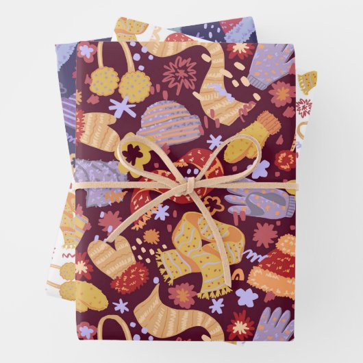 Warmes, gemütliches Set für Winterabbruch von 3 Geschenkpapier Set (Beispiel)