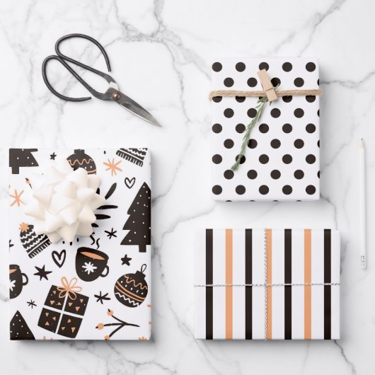 Warmes, gemütliches Winter Weihnachtswrapping Papi Geschenkpapier Set (Vorderseite)