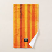 Warmes, gewittertes Orange Red Stripes Monogramm Badhandtuch Set (Handtuch)