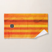 Warmes, gewittertes Orange Red Stripes Monogramm Badhandtuch Set (Handtuch)