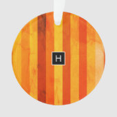 Warmes, gewittertes Orange Red Stripes Monogramm Ornament (Vorderseite)
