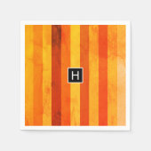 Warmes, gewittertes Orange Red Stripes Monogramm Serviette (Vorderseite)