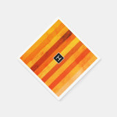 Warmes, gewittertes Orange Red Stripes Monogramm Serviette (Ecke)