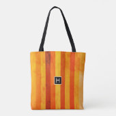 Warmes, gewittertes Orange Red Stripes Monogramm Tasche (Rückseite)