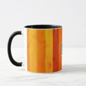 Warmes, gewittertes Orange Red Stripes Monogramm Tasse (Links)