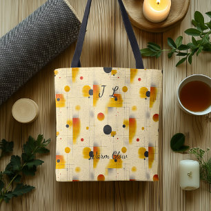 Warmes Glühen Abstrakt - Beige, Gold, Schwarz Geom Tasche