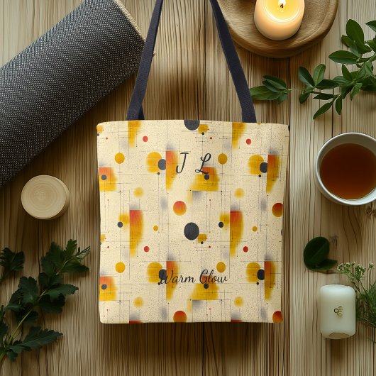 Warmes Glühen Abstrakt - Beige, Gold, Schwarz Geom Tasche