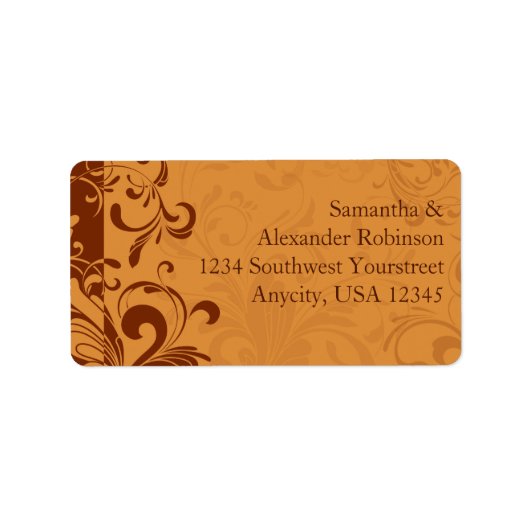 Warmes goldenes Herbstwirl Adressaufkleber (Vorne)
