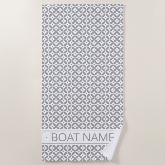 Warmes graues Hamptons Stil Personalisierter Schif Strandtuch (Vorderseite)