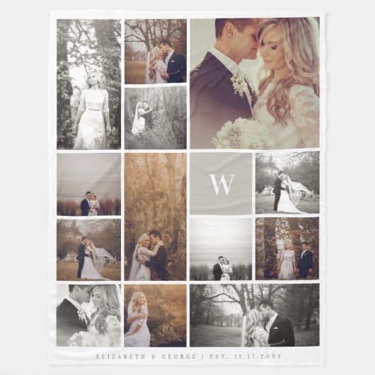 Warmes graues modernes Monogramm-Minimalistische Fleecedecke (Vorderseite)