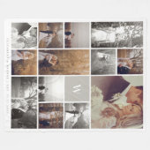 Warmes graues modernes Monogramm-Minimalistische Fleecedecke (Vorderseite (Horizontal))