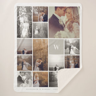 Warmes graues modernes Monogramm-Minimalistische Sherpadecke