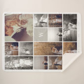 Warmes graues modernes Monogramm-Minimalistische Sherpadecke (Vorderseite (Horizontal))