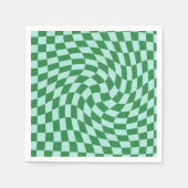 Warmes grünes blaues Schachbrett Retro Serviette (Vorderseite)