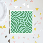 Warmes grünes blaues Schachbrett Retro Serviette