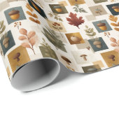 Warmes Herbstmuster mit Eicheln, Blättern und Pilz Geschenkpapier (Rolleneckpunkt)