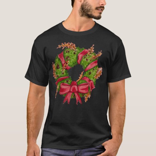 Warmes Holiday Wreath T-Shirt (Vorderseite)
