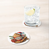 Warmes Kaffeebeuteldesign Runder Pappuntersetzer (Vor Ort)