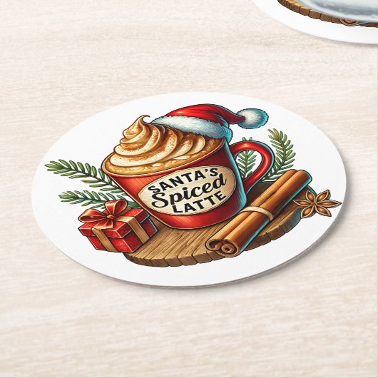 Warmes Kaffeebeuteldesign Runder Pappuntersetzer (Angewinkelt)