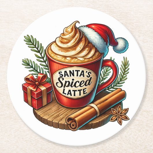 Warmes Kaffeebeuteldesign Runder Pappuntersetzer (Vorderseite)