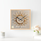 "Warmes Licht" Quadratische Wanduhr (Zuhause)