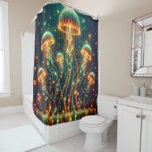 "Warmes Licht: Quallen-Strahlung" Duschvorhang (Beispiel)