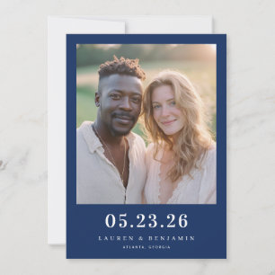 Warmes Navy-Minimalist-Foto Save The Date