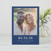 Warmes Navy-Minimalist-Foto Save The Date (Stehend Vorderseite)