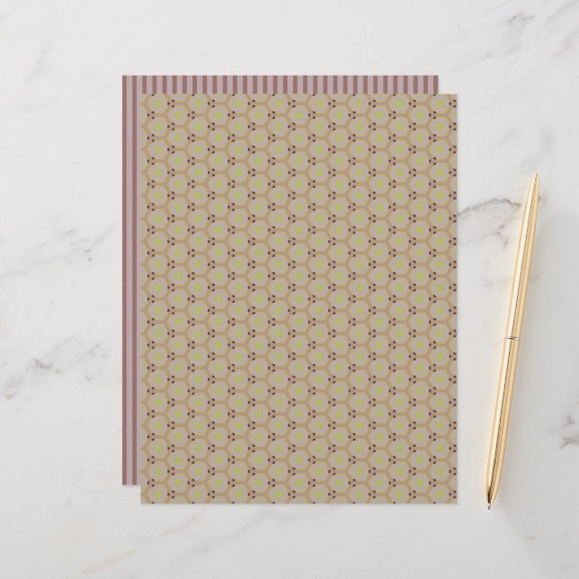 Warmes Neutrals Honeycomb Hexagons Scrapbook Paper (Vorderseite/Rückseite Beispiel)