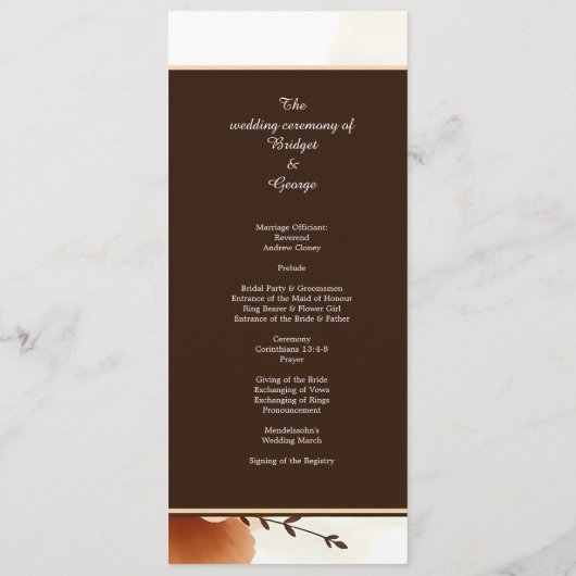 Warmes Orange Botanische Elegante Programm (Rückseite)