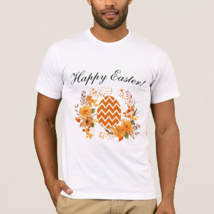 Warmes Orangeneis und Blumenkraut Frohe Ostern T-Shirt