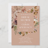 Warmes Peach Beige Brautparty | Romantik Boho Einladung (Vorderseite)