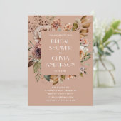 Warmes Peach Beige Brautparty | Romantik Boho Einladung (Stehend Vorderseite)