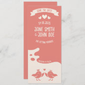 Warmes Pink Bird Song Save The Date (Vorne/Hinten)