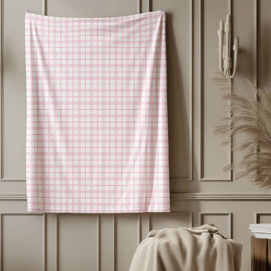 Warmes Pink Gingham Blanket Vintag Bauernhaus Look Fleecedecke