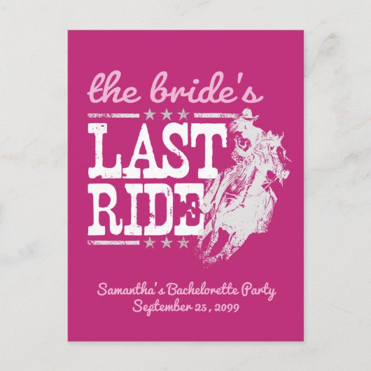 Warmes Rosa - die letzte Einladung der Braut auf d Postkarte (Vorderseite)