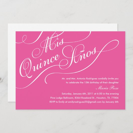 Warmes Rosa Elegant Einladung (Vorne/Hinten)