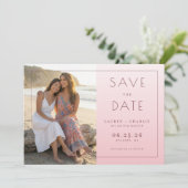 Warmes Rosa Elegantes Foto Save The Date (Stehend Vorderseite)