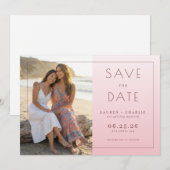 Warmes Rosa Elegantes Foto Save The Date (Vorne/Hinten)