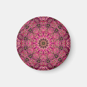 Warmes rosa geometrisches Mandala-Motiv Magnet
