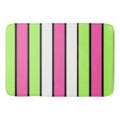 Warmes Rosa, kalkgrüne, schwarze und weiße Streife Badematte (Vorderseite)