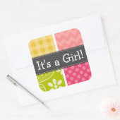 Warmes Rosa, Lachs, Gelb und Grün Niedlich geprüft Quadratischer Aufkleber (Umschlag)