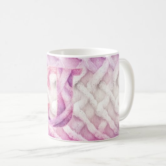 Warmes Rosa Lila Buchstabe J Kaffeetasse (VorderseiteRechts)