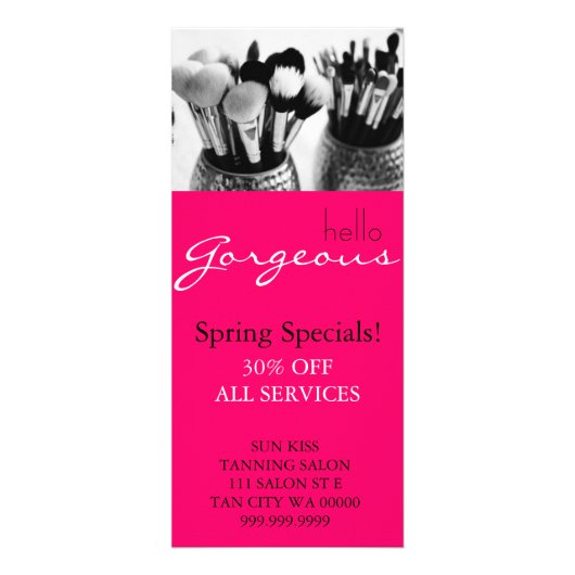 Warmes Rosa Makeup Artist Brush Salon Flyer Menü (Vorne)