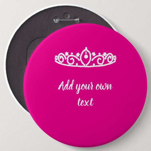 Warmes Rosa mit weißem Tiara-Abzeichen Button (Vorne & Hinten)