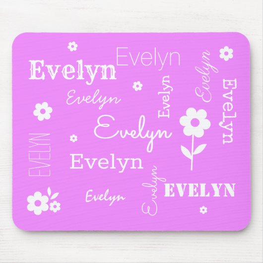 Warmes Rosa mit weißen Blume, angepasstes Mauspad (Vorne)